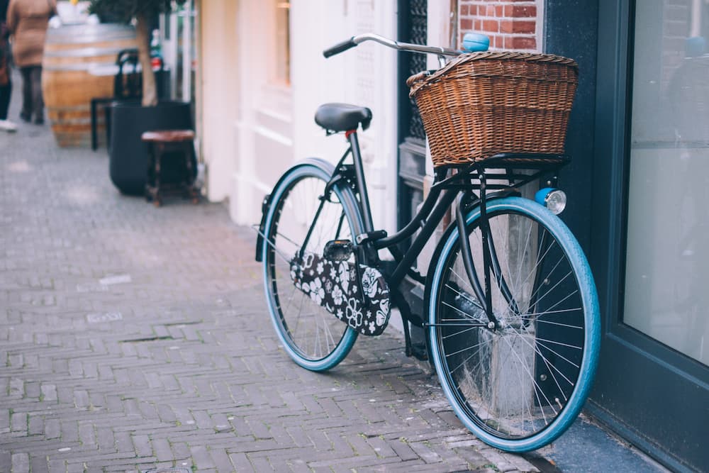 bicycle with front vicker basket