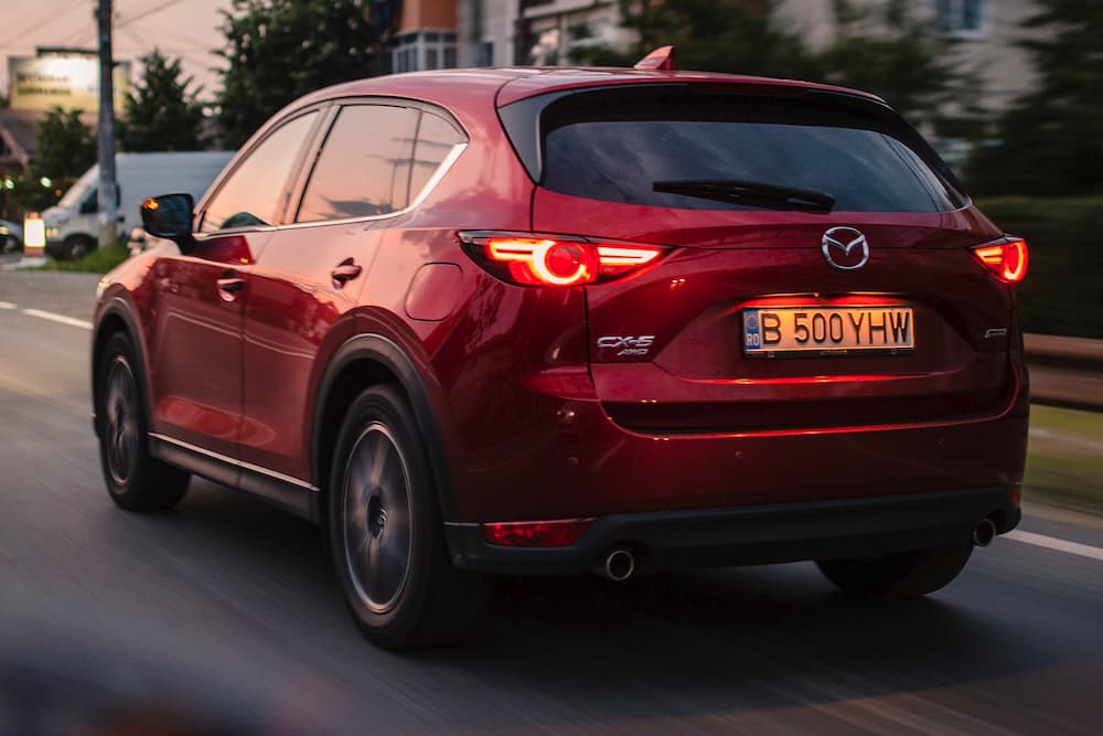 red Mazda CX-5 view from rear