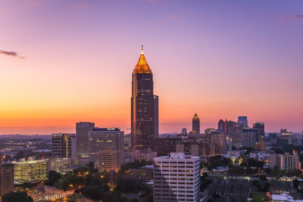 evening skyline of Atlanta GA