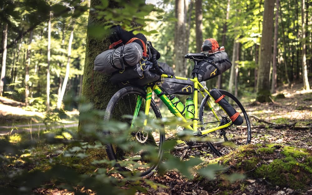 bike with attched camping gear